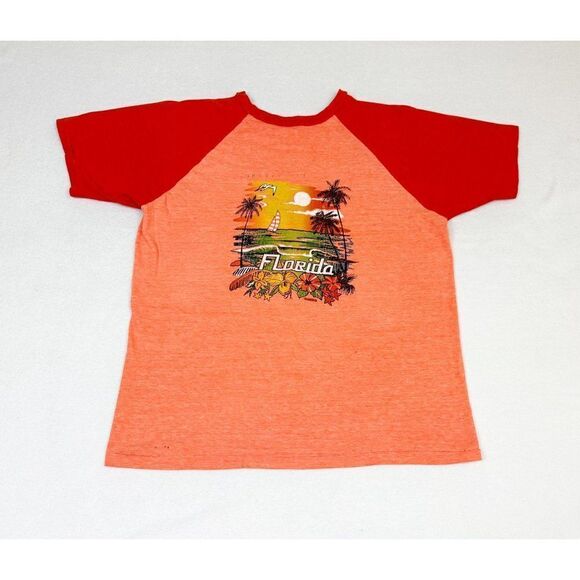 Vintage Florida Tourist T-shirt Orange Beach Surf Ocean Single Stitch - Picture 2 of 10
